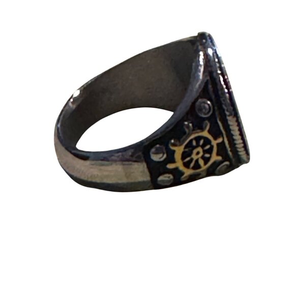 Jolly Roger Signet‎ Ring Stainless Steel Nautical Pirate Skull Band Size 7 - Picture 4 of 6